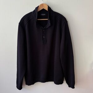 Saint James High Neck Henley Sweater Navy Size XXL